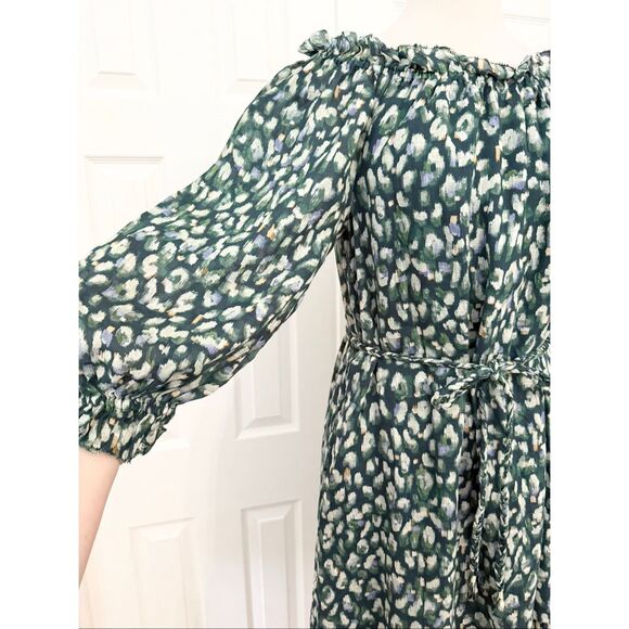 Tommy Bahama Green White Jeweled Jaguar Off The Shoulder Midi Dress Medium - Picture 4 of 8